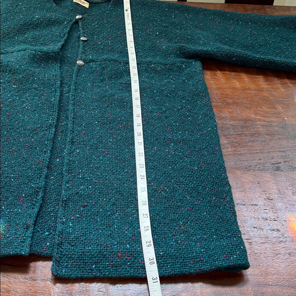 HANDWOVEN BY HARVY Artisanal Buttoned Cardigan Dark Teal Multi Confetti Speck OS - Picture 7 of 9
